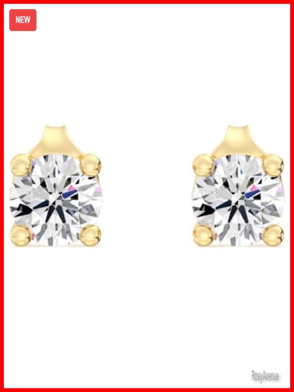 Lab-Grown Diamond Stud Earrings 10KT Gold 3/4 ct Round Cut Hypoallergenic